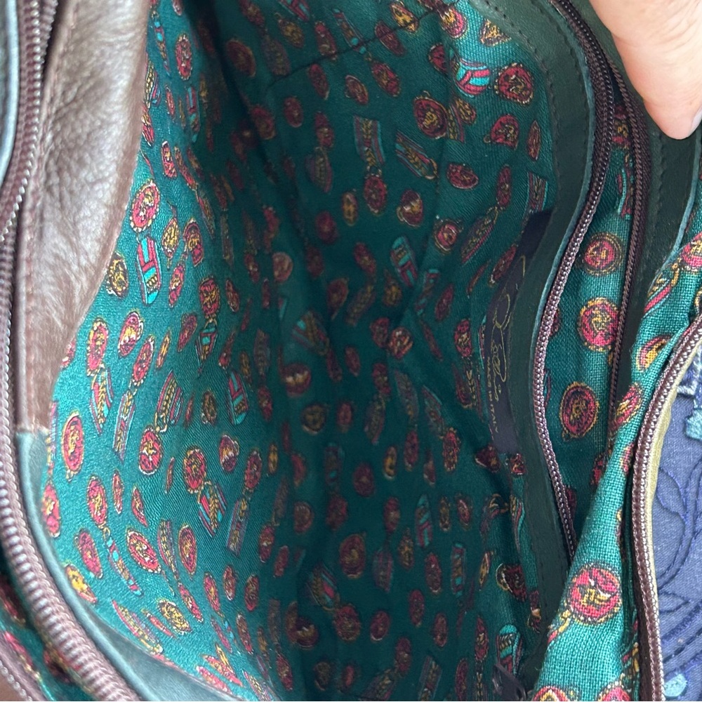 Vintage Multicolor Patchwork Boho Leather Purse Handbag Italy Signed - Picture 6 of 15